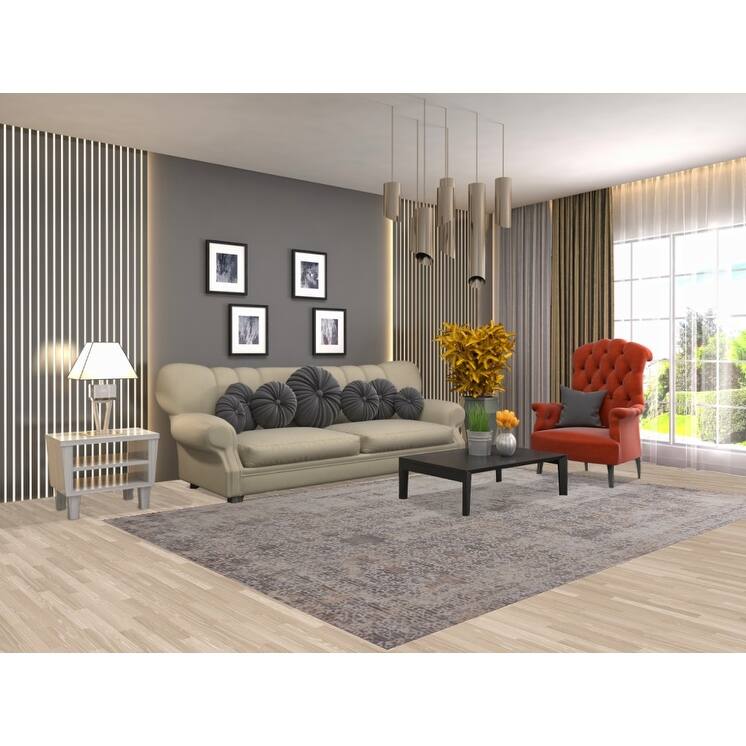 Beige Modern Area Rug Hand-Knotted Abstract Wool Carpet - 6'6"x 9'9"