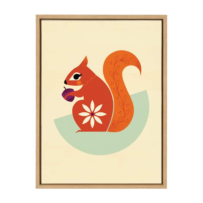 Kate and Laurel Sylvie Squirrel Framed Canvas by Amber Leaders