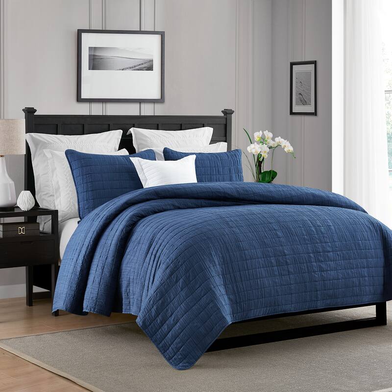 Swift Home Crinkle Enzyme Wash Oversized Coverlet/Bedspread Quilt Sets