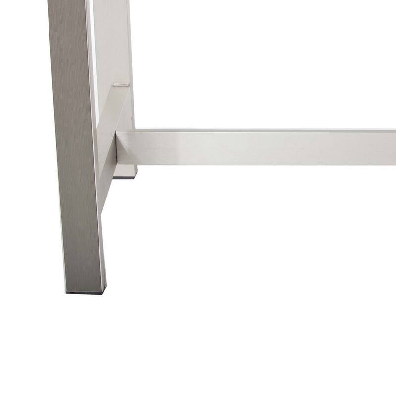 Kylo 59 Inch Outdoor Bar Table, Gray Aluminum Frame, Plank Surface, Large