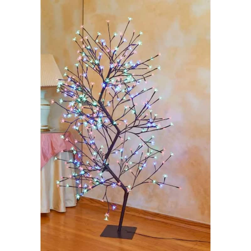 63" White Red Dual Control Double Cherry Blossom Tree 336 LED Lights - 5 Foot
