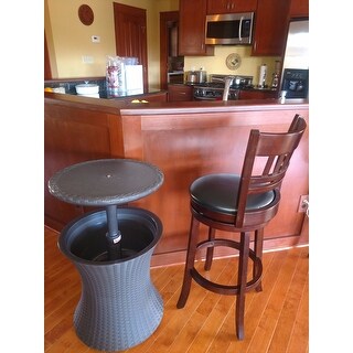 Havenside Home Nantucket Brown Wicker Outdoor Ice Cooler Table