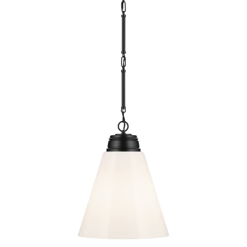 Kichler Lighting Marsailli 19.75" 1-Light Large Pendant with Opal Glass in Black - 15.75