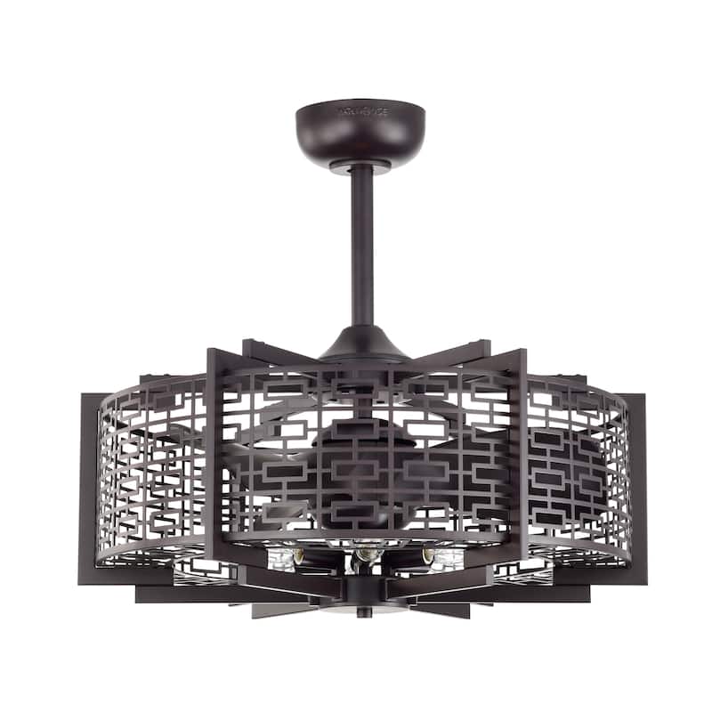 Ioana 25-inch Brown 6 Lights 3 Blades Lighted Ceiling Fan with Remote