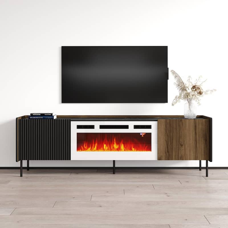 Brandy 180 WH-EF Fireplace TV Stand - Walnut/Black