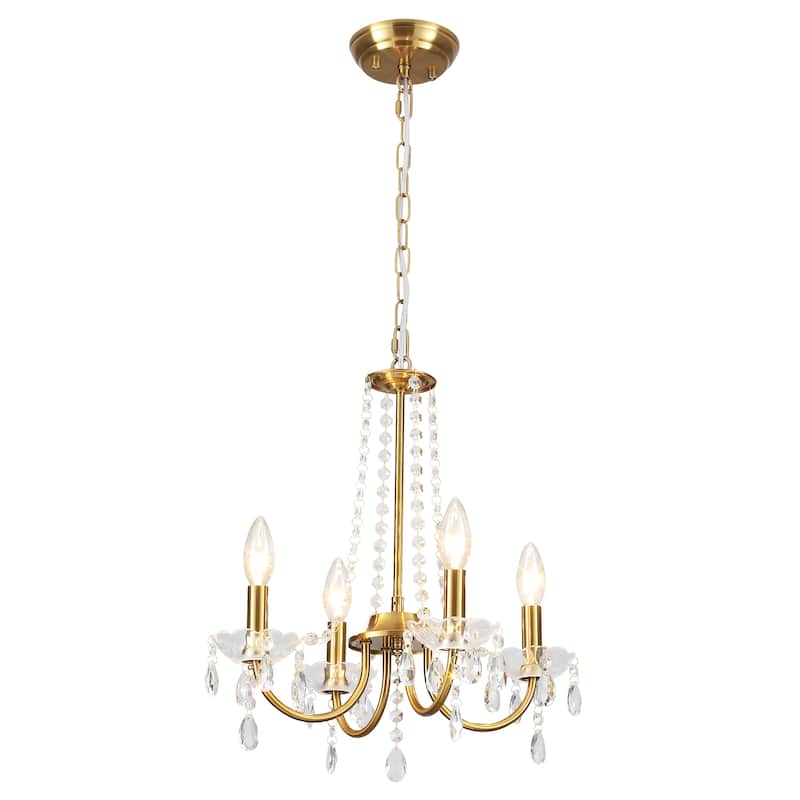 4-Light Candle Style Chandelier with Crystal Accents for Living Room Bedroom