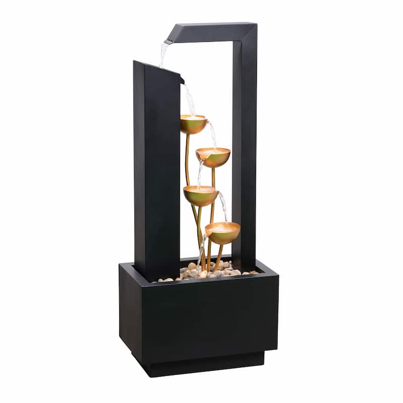 Cascading Metal Cups Outdoor Garden Water Fountain - 38.25"