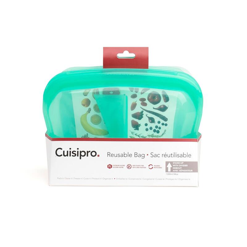 Cuisipro Silicone Stand Up Reusable Bag with Divider 44 oz