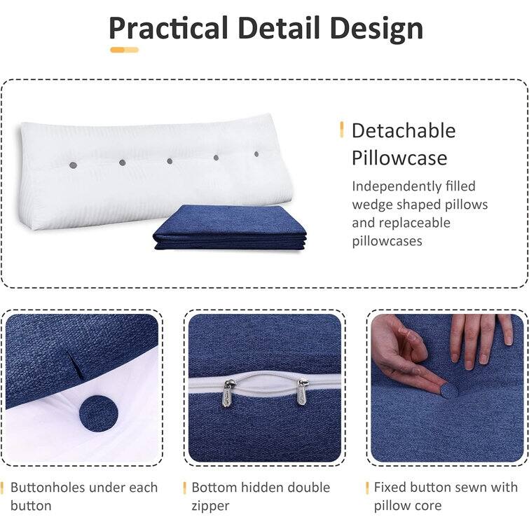 WOWMAX Bed Rest Reading Wedge Headboard Backrest Tufted Pillow