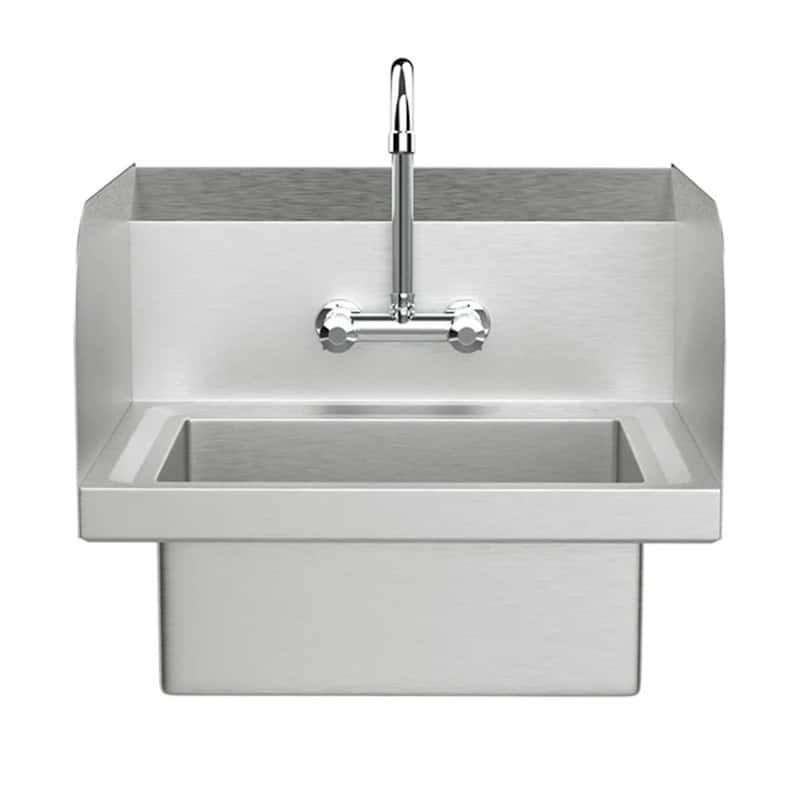 Wall Mount Stainless Steel Hand Wash Sink Heavy Duty with Faucet - Silver