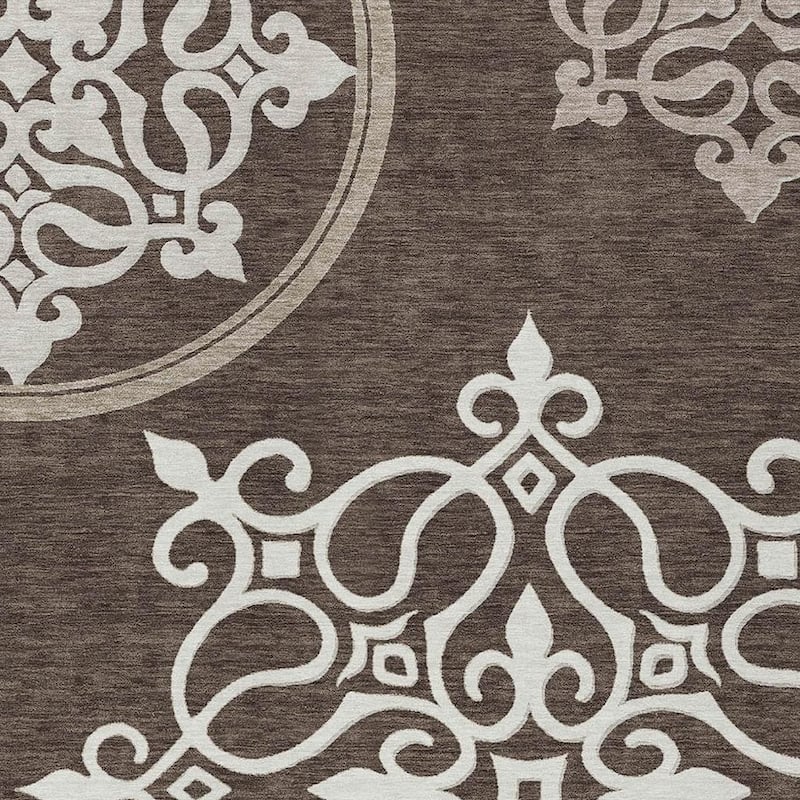 HomeRoots Floral Medallion Transitional Rectangle Outdoor Rug