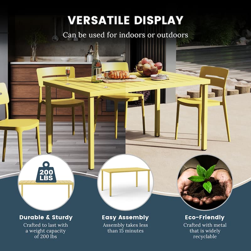 Frond and Form 59 Inch By 35.4 Inch Outdoor Steel Rectangular Dining Table