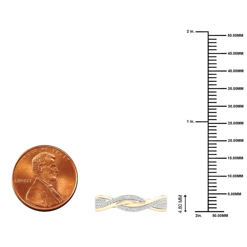 1/6ct TDW Diamond Criss Cross Promise Band in 10K Gold for Women