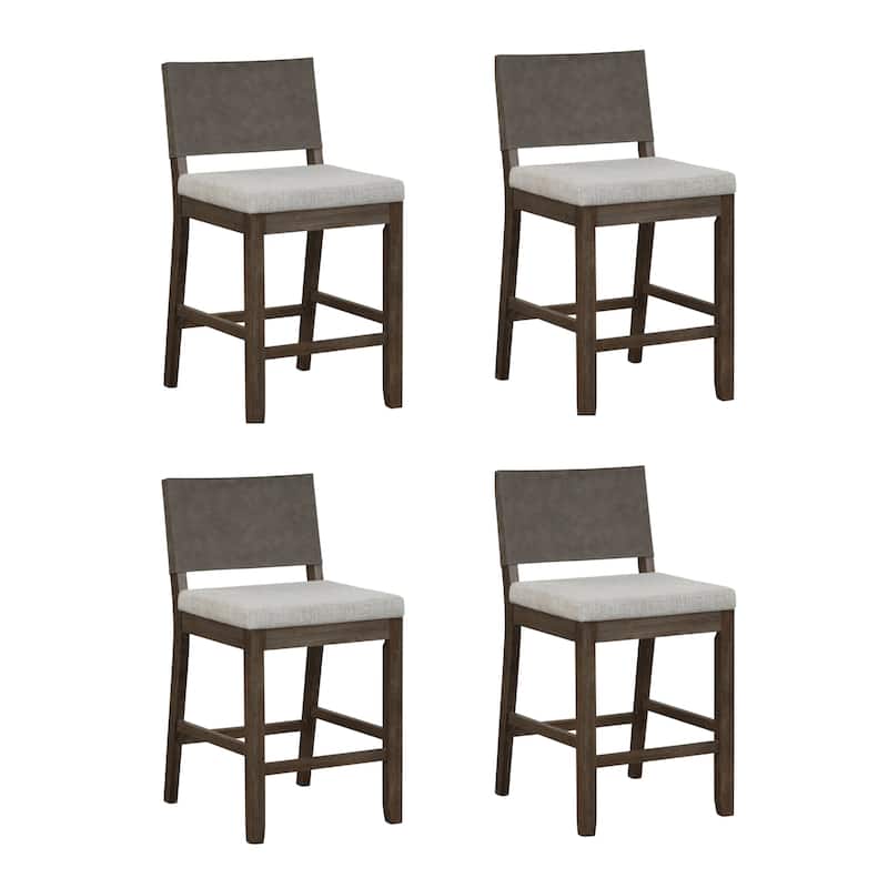 Nathan James Linus Modern Upholstered Bar Stool with Back and Solid Rubberwood Legs