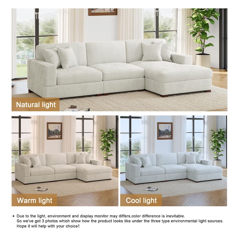 Oversized Modern Chenille Modular Sectional Sofa with Chaise