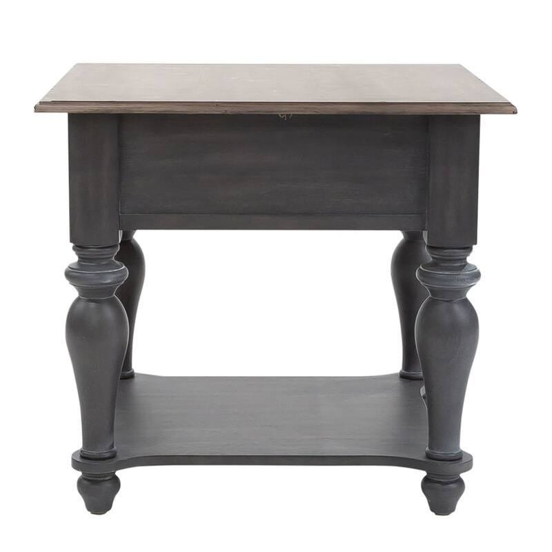 Ocean Isle Slate and Weathered Pine Drawer End Table