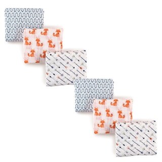 Hudson Baby Infant Boy Cotton Muslin Swaddle Blankets, Foxes 6-Piece, 3-Pack - Foxes 6-Piece - 6-Pack