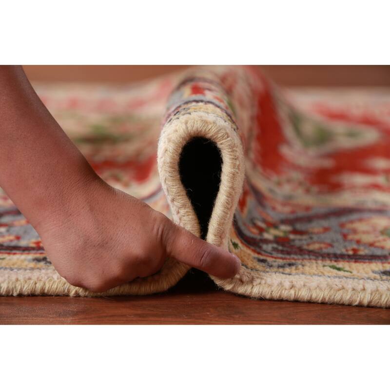 Hand Knotted Oriental 100% Wool Carpet Traditional Geometric Red Viss Area Rug - 9' 0'' X 6' 0''