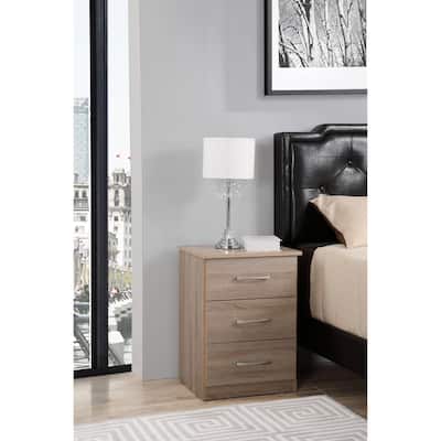 Sandle Wood Nightstand 24x18x16 Compact Bedside Table with Warm Finish, Modern Style and Storage for Bedroom Essentials