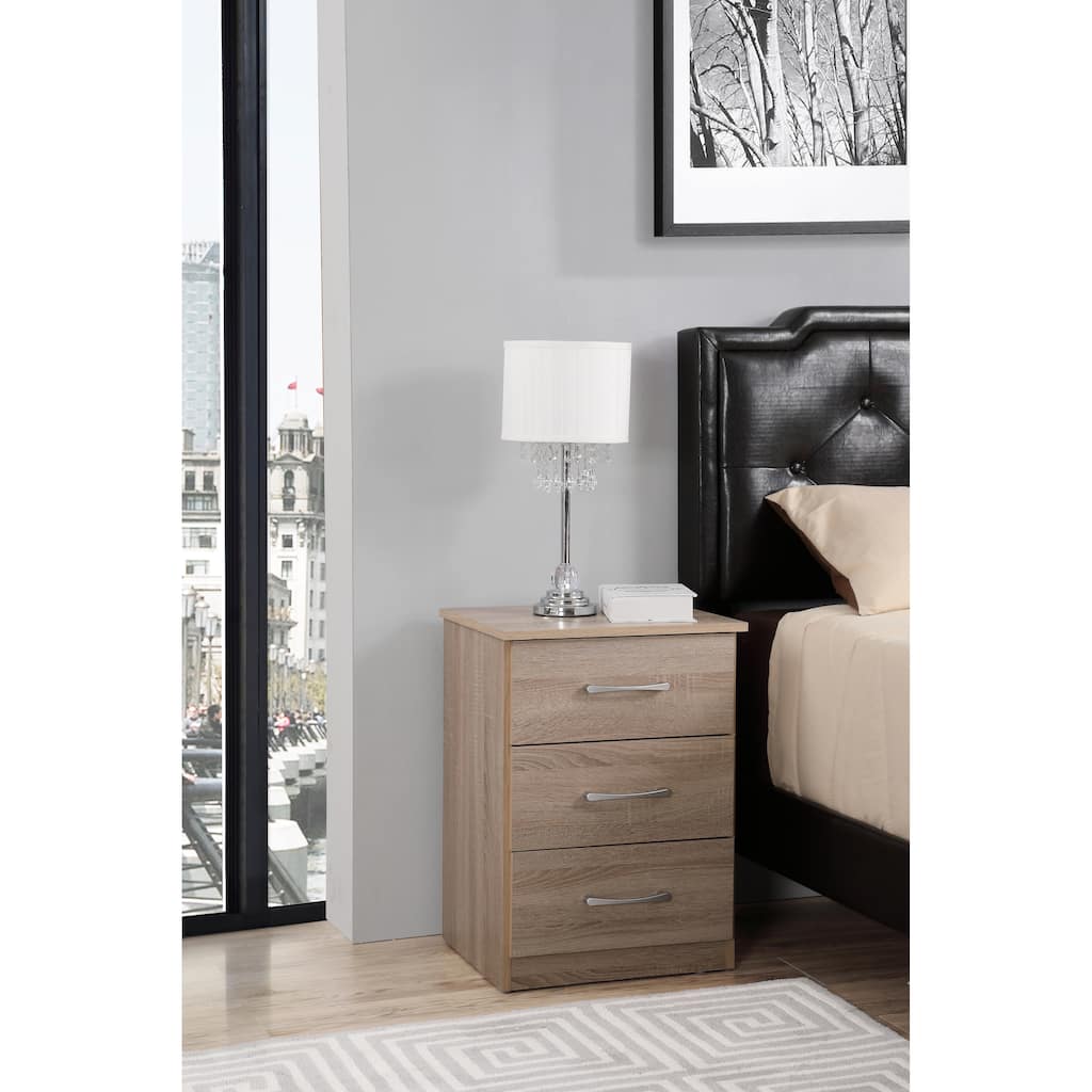 Sandle Wood Nightstand 24x18x16 Compact Bedside Table with Warm Finish, Modern Style and Storage for Bedroom Essentials