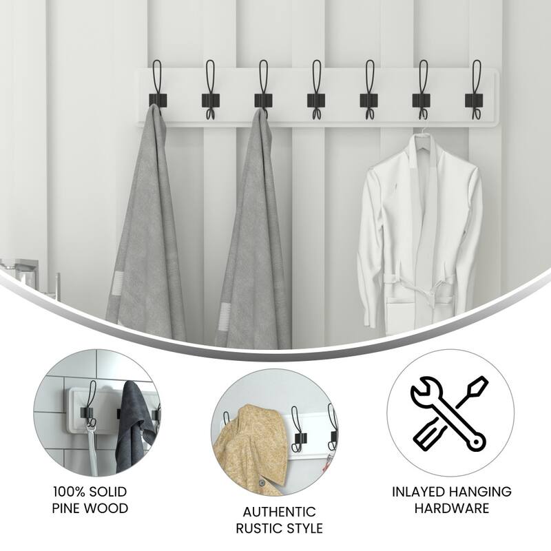 Wall Mounted Storage Rack with 7 Hooks