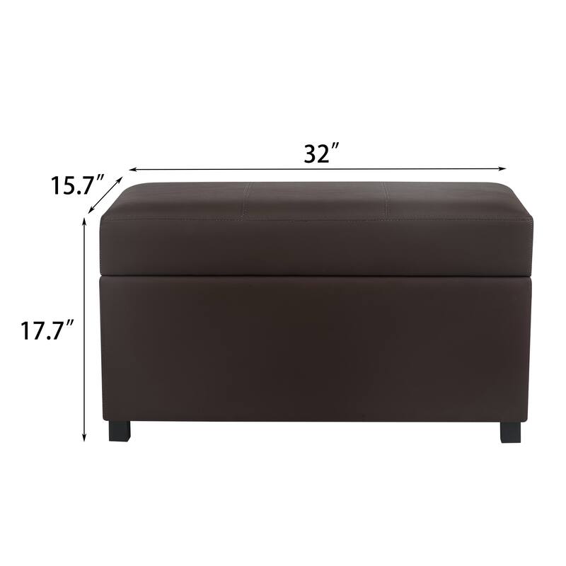 Adeco Faux Leather Storage Ottoman for Living Room