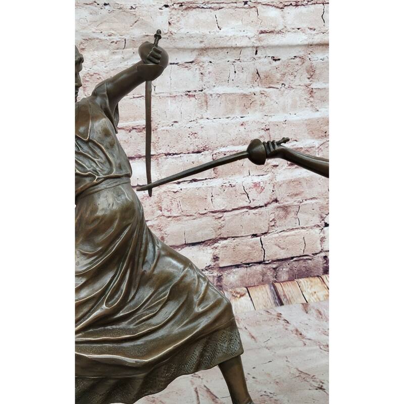 Femmes Fatales Bronze After Edouard Drouot Fencing Foil Sculpture Figurine