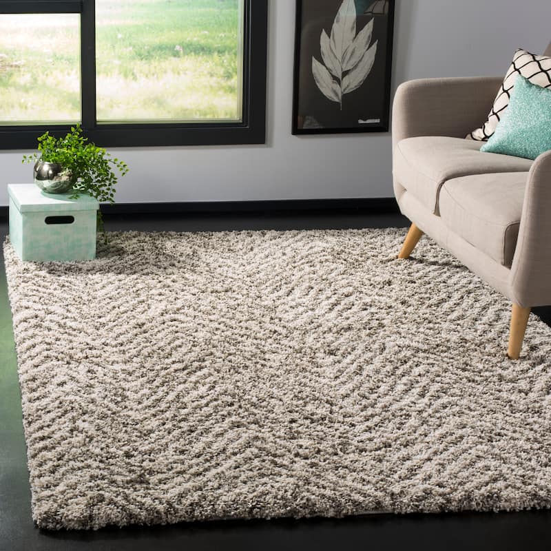 SAFAVIEH Hudson Shag Gulja 2-inch Thick Rug - 3' x 5' - Ivory/Grey - Rectangle