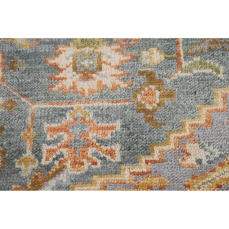 Geometric Grey Heriz Serapi Rug Hand-Knotted Traditional Wool Carpet - 8'1"x 9'11"