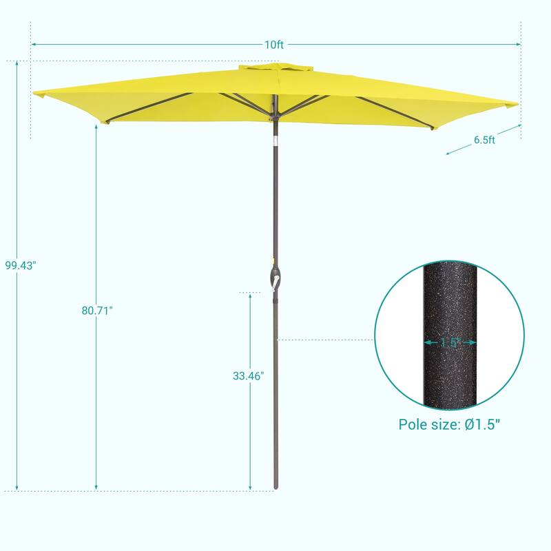 Bonosuki 10 x 6.5ft Patio Rectangular Umbrella with Tilt and Crank