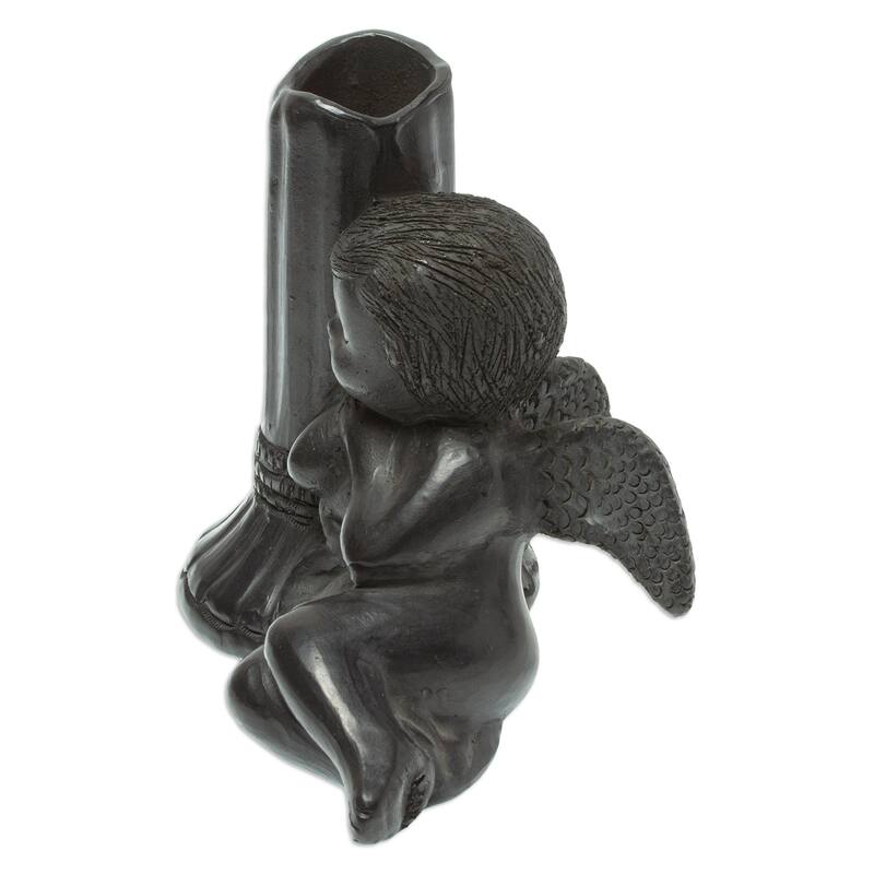 Novica Handmade Sleeping Angel Ceramic Taper Candleholder