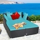 preview thumbnail 26 of 66, Costway Outdoor Patio Rattan Daybed Pillows Cushioned Sofa Furniture - See details Turquoise