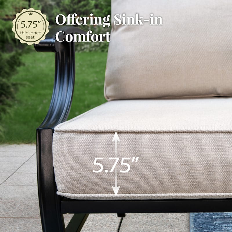 MAISON ARTS Patio Conversation Sets 5/7/9-Seat, Sofa Set with 2 Single Sofa Chairs, 3-Seater Sofa, Ottoman and Coffee Table