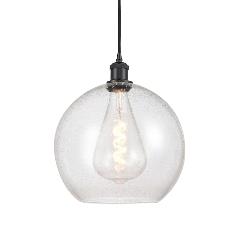 Innovations Lighting 516-1P-16-12 Athens Pendant Athens 12" Wide - Matte Black / Seedy
