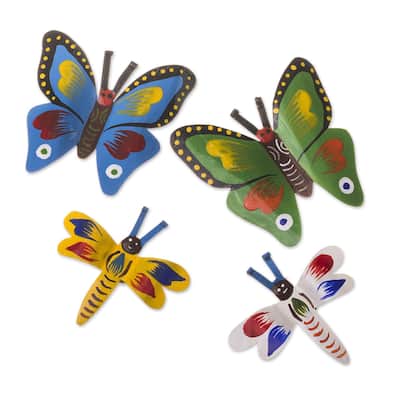 Novica Handmade Butterflies And Dragonflies Magnets (Set Of 4)