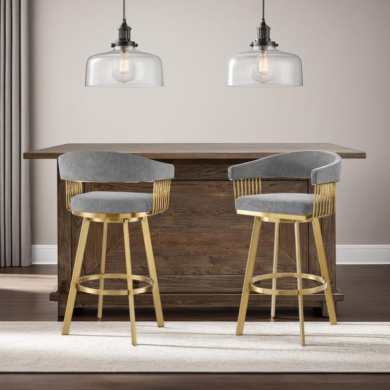 Chelsea Modern Swivel Bar Stool, Upholstered Counter Height Chair with Metal Frame