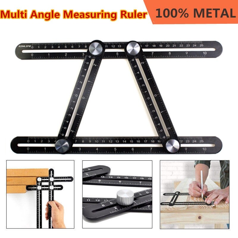 Multi Angle Measuring Ruler Angleizer Template Tool Black