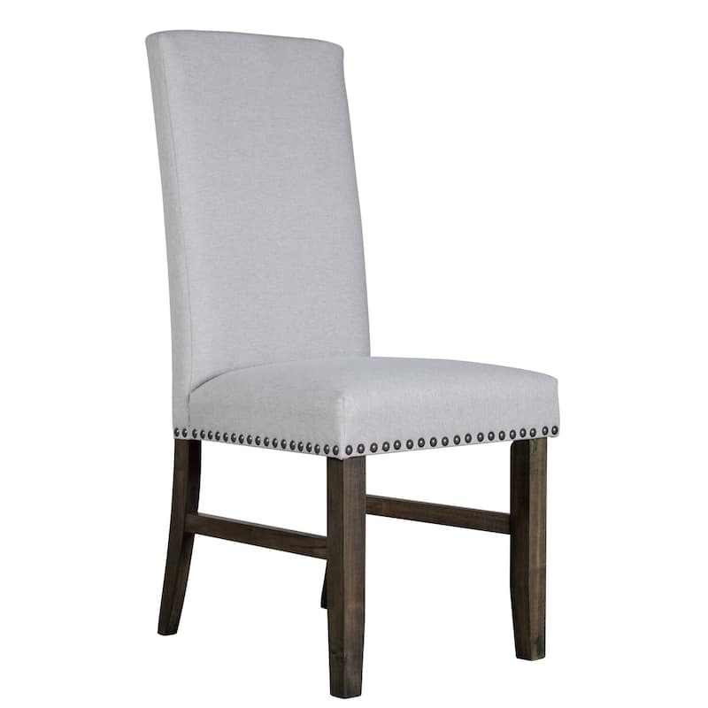 Brown/Gray Fabric Upholstered Wood Frame Dining Chair, Set of 2, Sturdy Dining Chair for Dining Rooms - 22.75