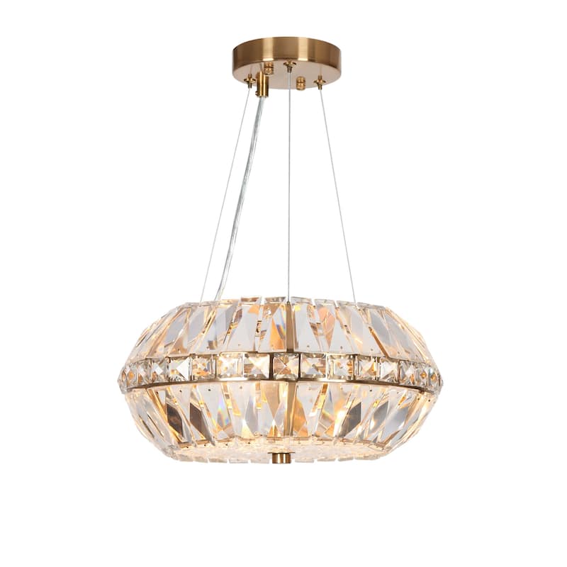 Modern Crystal 3-Light Mini Drum Chandelier Bedroom Breakfast Nook Pendant Lights - Gold