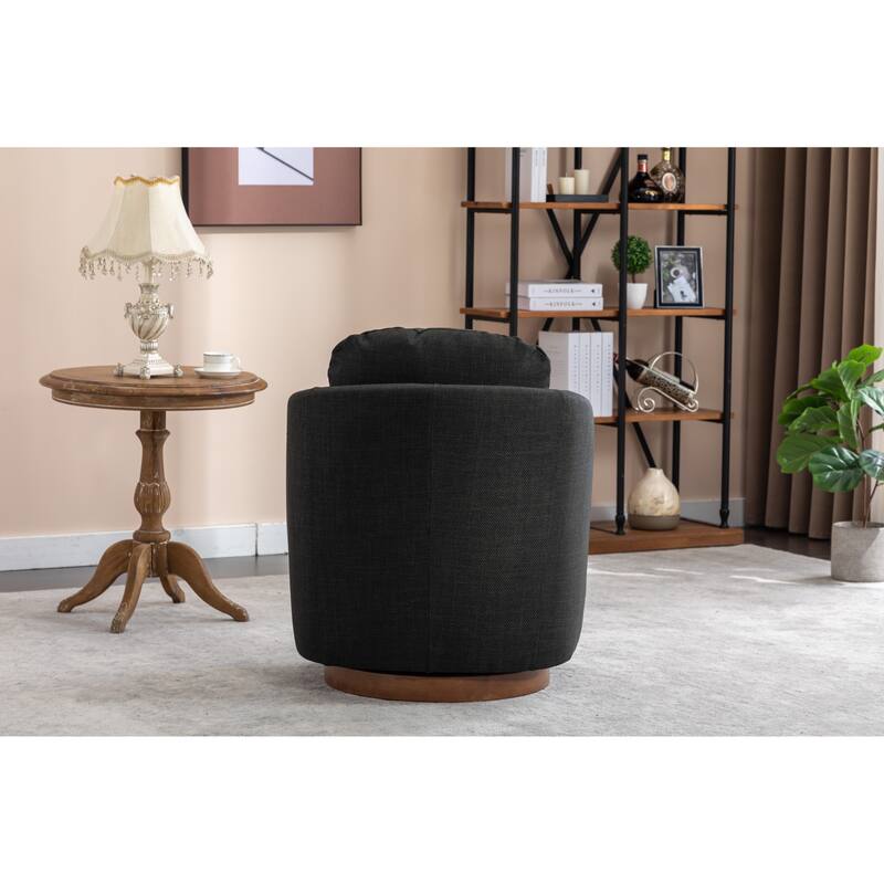 30.3" Swivel Accent Chair with Wood Base
