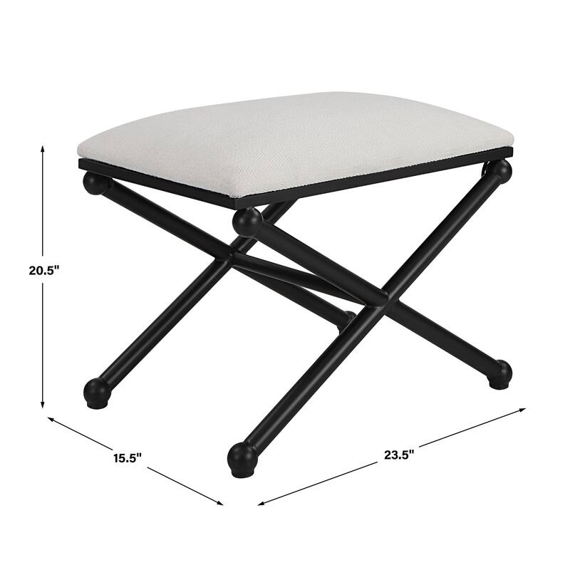 Small Upholstered Cushion Seat Bench - 24" - White and Black