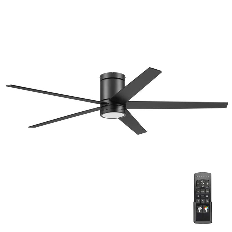 60" Honeywell Graceshire Matte Black Indoor Ceiling Fan with LED Light and Remote Control, 6-Speed BLDC Motor - Matte Black