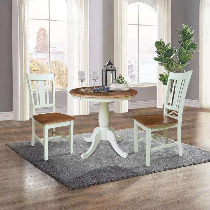 30" Round Top Pedestal Table With 2 San Remo Chairs - Set of 3 Pieces