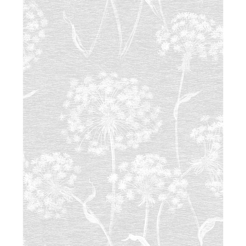 Garvey Light Grey Dandelion Wallpaper - 20.5 x 396 x 0.025