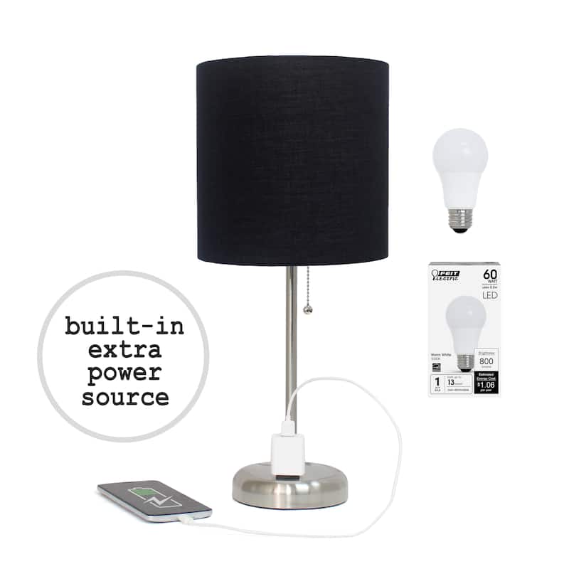 Simple Designs 9.5" Desk Lamp with Charging Outlet and LED Bulb Included - 19.50