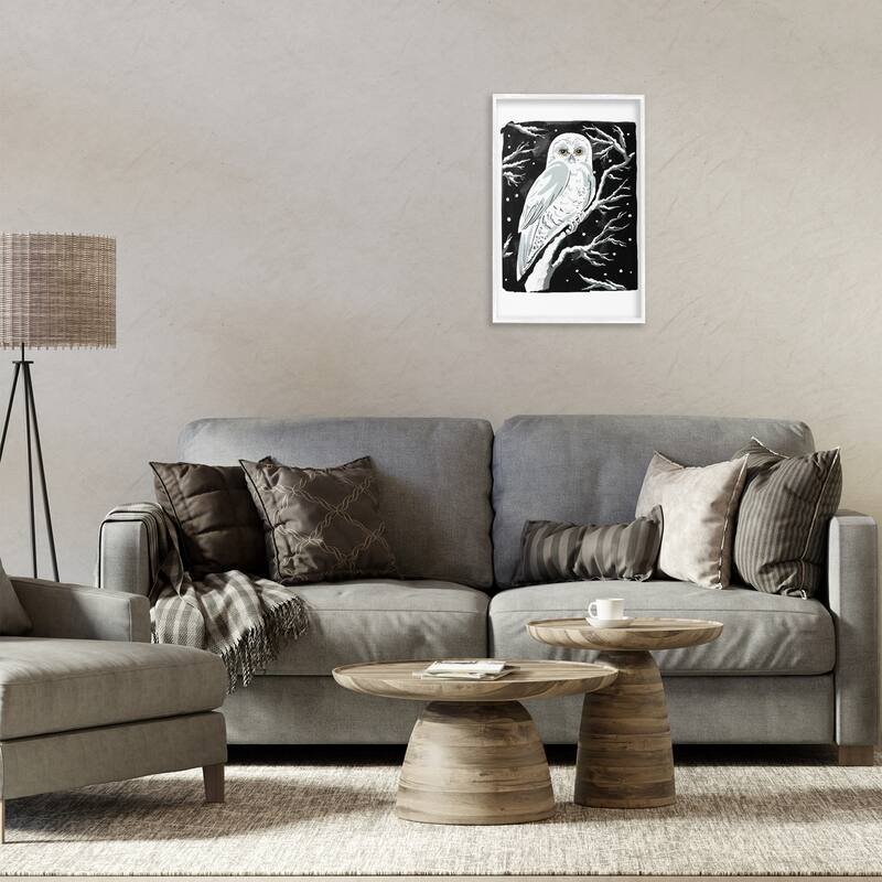 Stupell Forest Owl & Calm Snowfall Framed Giclee Art Design By Hannah Moren