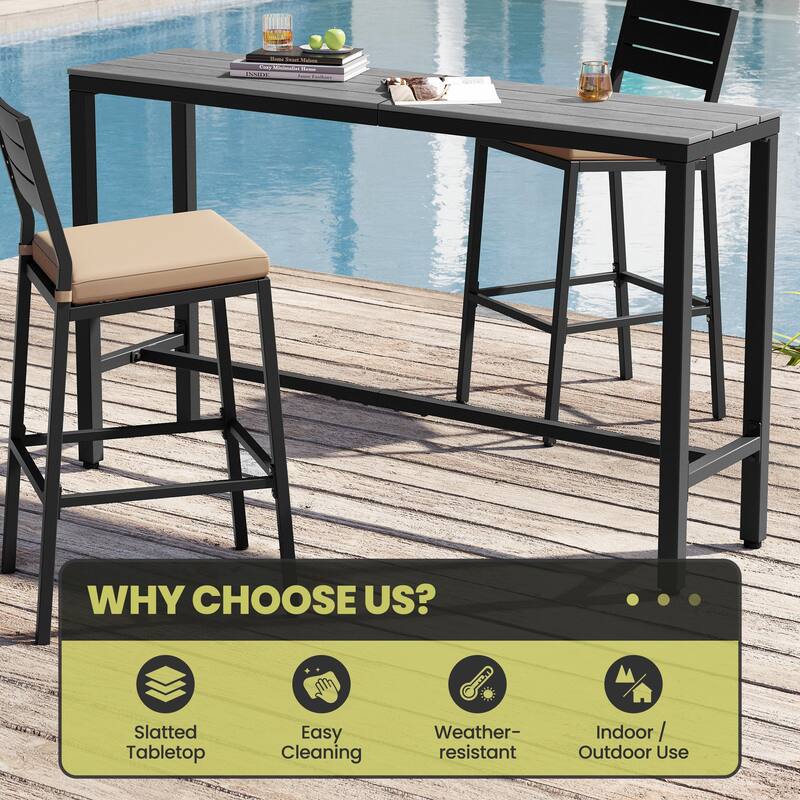 Crestlive Products Patio Outdoor Bar Table Rectangle Pub Table