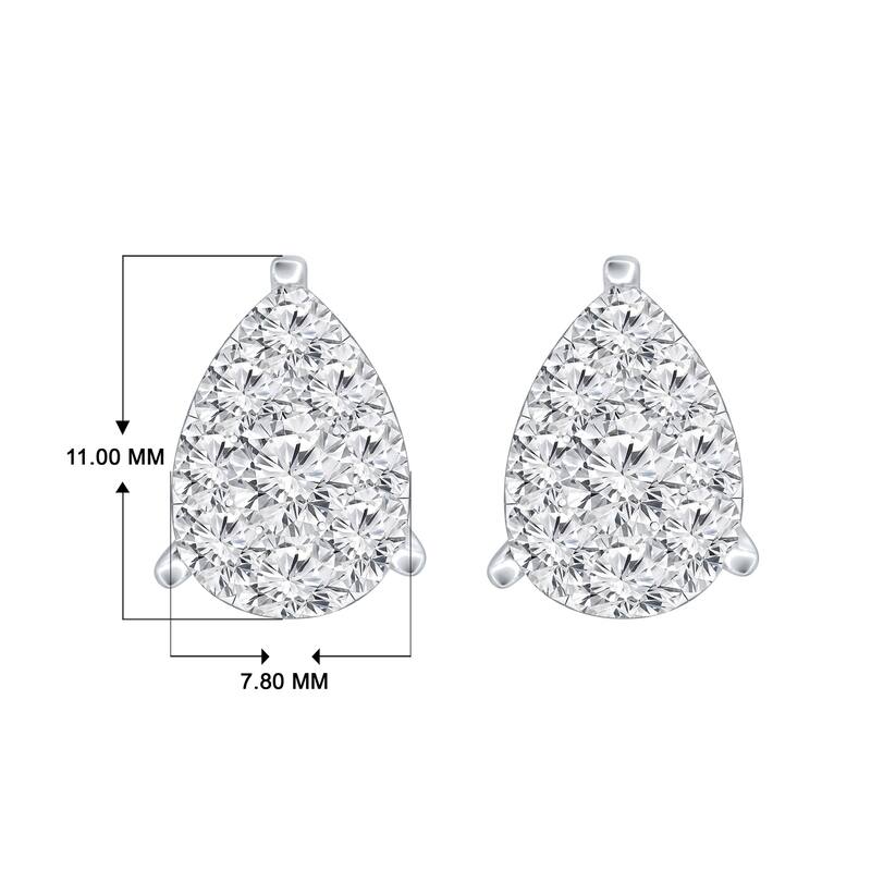 Auriya 14k Gold 1ctw Teardrop Pave Diamond Stud Earrings (H-I, I1-I2)