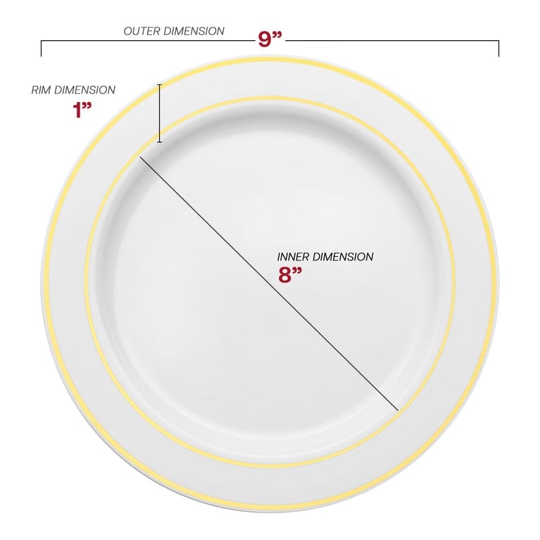 Shiny Round Edge Rim Disposable Plastic Plate Packs - Party Supplies