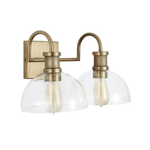 Cassidy 2-light Aged Brass Bath/ Vanity Fixture w/ Clear Glass